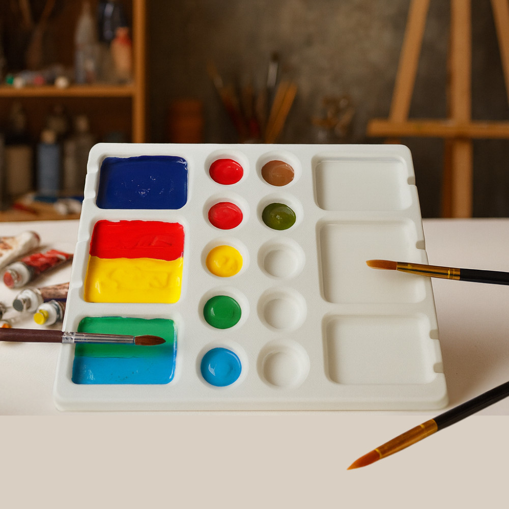Paleta Pintura Gode Suporte Tinta Guache Aquarela Profissional Acrilico Art 16 Cavidades