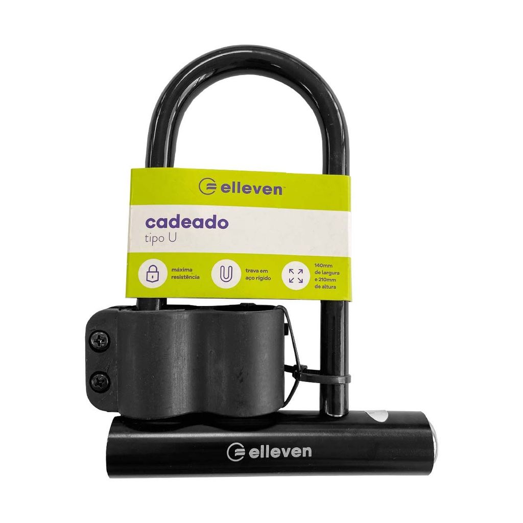 Cadeado U Elleven 14 X 21 Cm  c/ Chave e Suporte em Oferta na Shopee