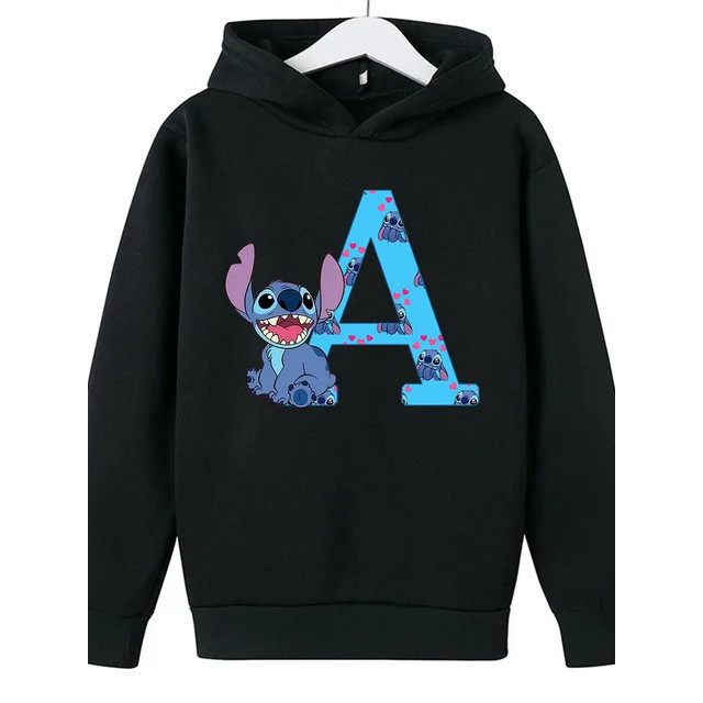 Blusa Frio Moletom Canguru Com Capuz Lilo Stitch Letras Do Alfabeto ABCD Casaco Unissex Casaco GN