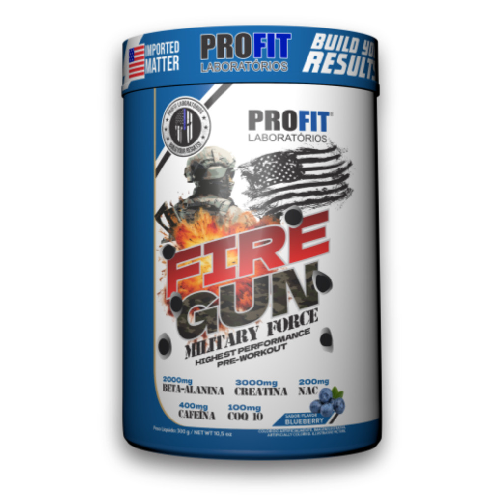 Pre Treino Firegun Military 300g Intensidade Máxima Pré-Workout Profit Vários Sabores