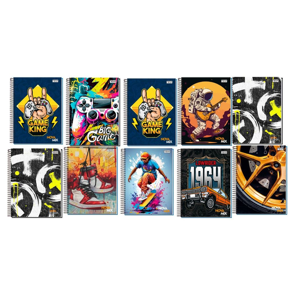 Kit 10 Cadernos Com Estampas Masculinas Sortidas Capa Dura em Oferta na Shopee