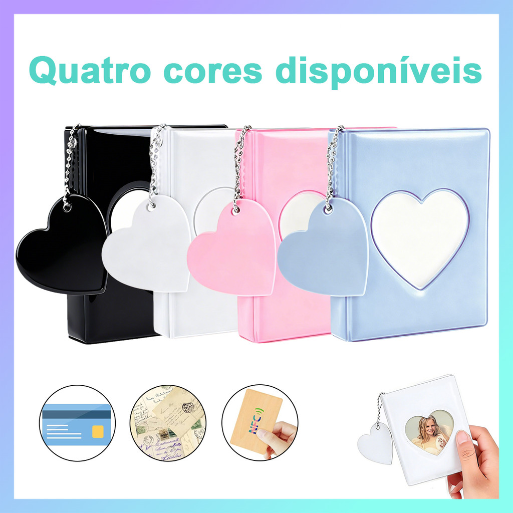 1 peça de espelho em forma de coração álbum de fotos, 11 * 8.5 cm mini álbum de fotos, usá - lo com você para a coleção em Oferta na Shopee
