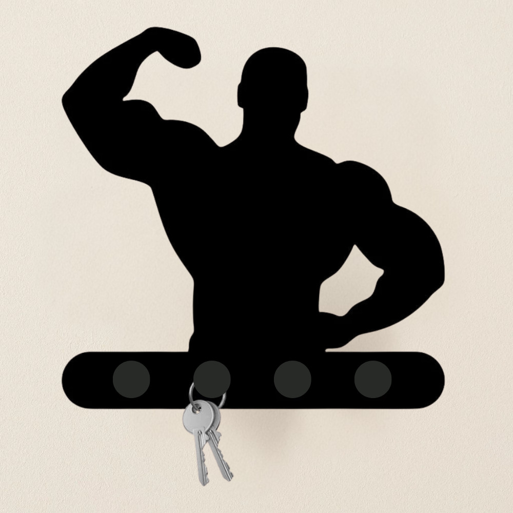 Porta Chave Parede Home Decorativo MUSCULO ACADEMIA Multiuso Organizador Casa Sala Cabide Cabideiro