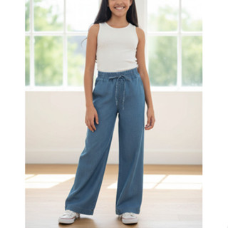 Calça Pantalona Wide Leg Infantojuvenil Com Elástico P Ao Gg em Oferta na Shopee