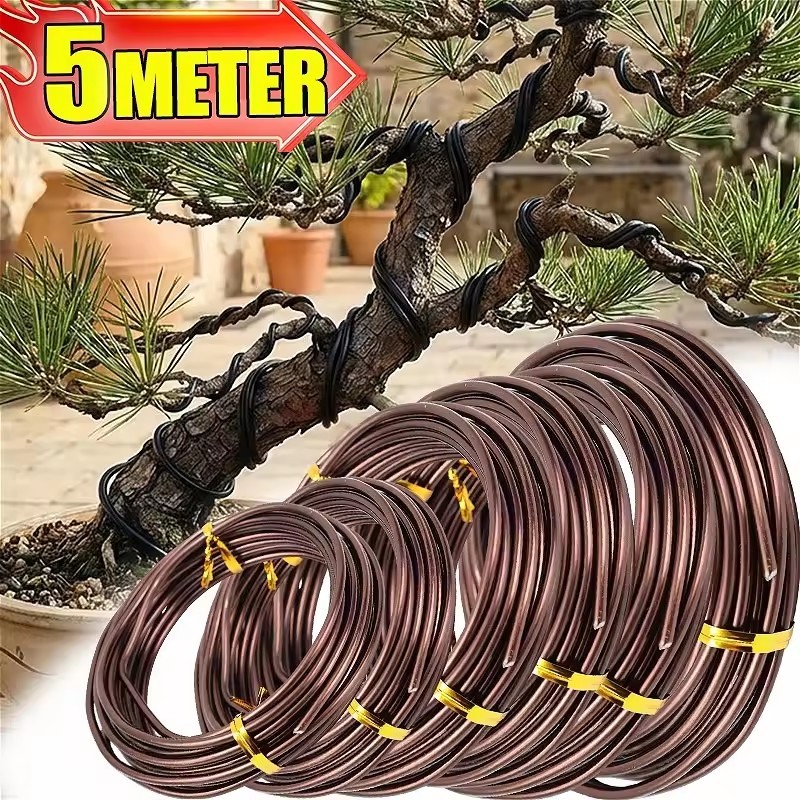 5M Bonsai Fio De Alumínio Dobrável Planta Suporte DIY Artesanato Marrom , Flexível Jardim Ornamento Moldar Ferramenta Es