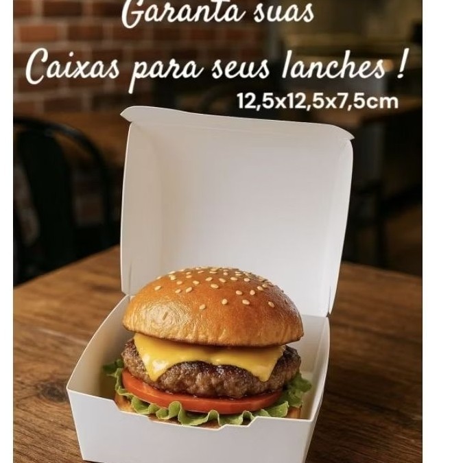 100 caixa 12,5x12,5x7,5cm.branca HAMBURGUER em Oferta na Shopee