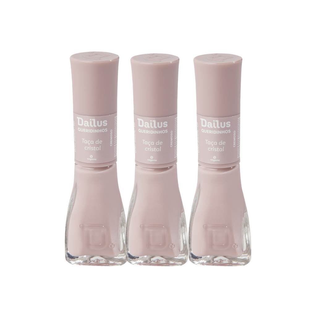 Kit 3 Esmaltes Dailus Nude Taça de Cristal Cremoso em Oferta na Shopee