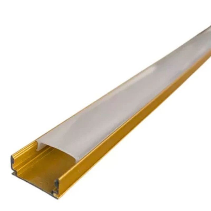 Perfil de Alumínio 1m Embutir 1707 Gold Dourado para Fita LED