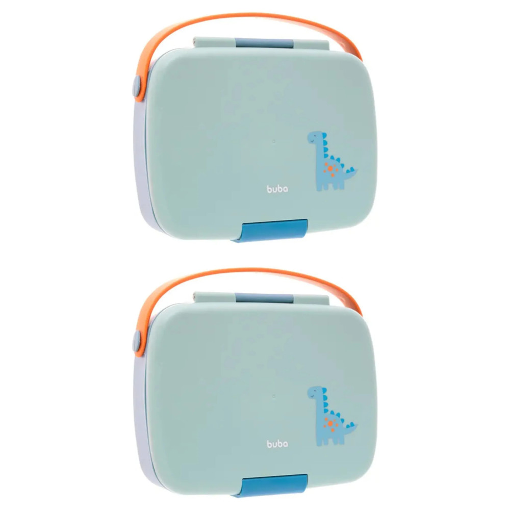 Kit 2un Lancheira Bento Box C/Talher Magic Dino - Buba