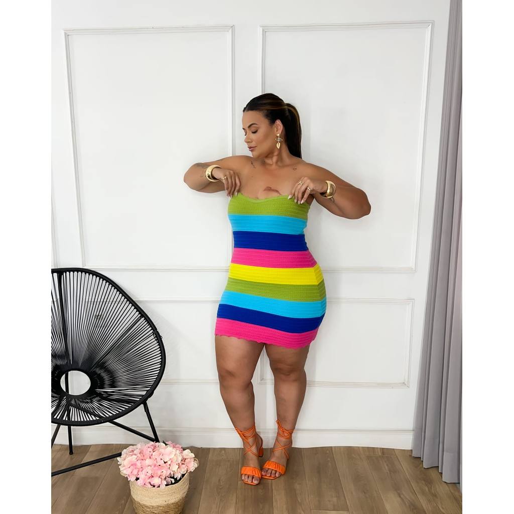 Vestido Virginia de Tricot Plus Size Carnaval Tubinho Festa