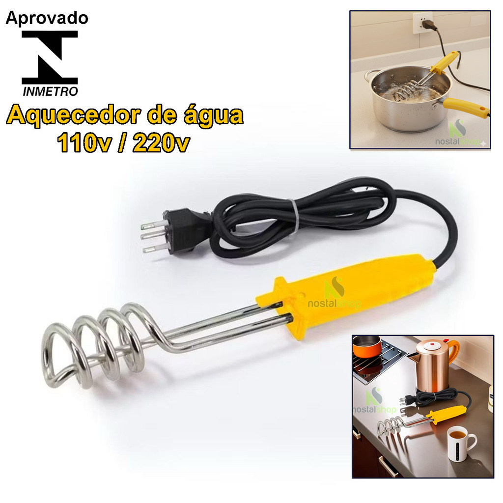 Aquecedor de Água por Imersão Rabo Quente 1500w 110v/220v Ebulidor elétrico Mergulhão em Oferta na Shopee