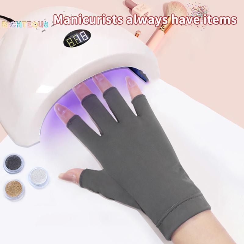 Rightrous 1 Par Anti UV Luvas De Unhas Gel Luva Meio Dedo Manicure Lâmpada LED Ferramentas Salão Arte Do Prego Novo