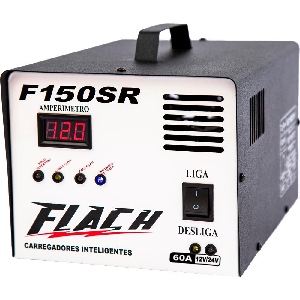 Carregador Flach F150SR inteligente 60Ah 150A pico bivolt automatico F150 SR 12 24 Volts 60 amper hr