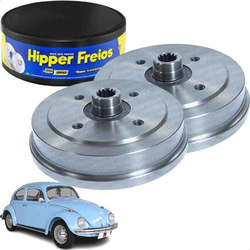 Kit C/ 2 Tambor De Freio Traseiro Para Fusca 1300 1500 1600.