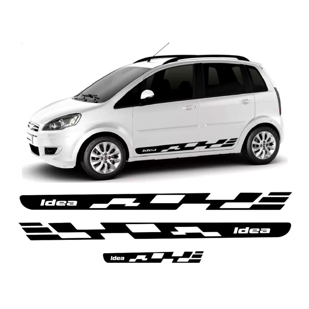 Adesivos Faixa Lateral Fiat Idea Sport Personalizado Preto Brilho Ft18