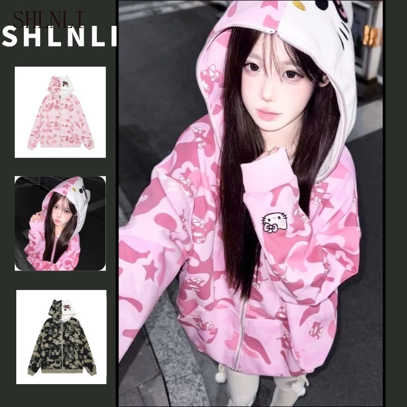 Primavera E Outono Feminino Dos Desenhos Animados Impresso Retro Hoodie Estilo Coreano Solto Grosso Casual — imagem 1