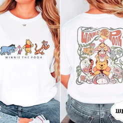 Camiseta Feminina retrô do Ursinho Pooh e seus amigos da Disney algodão