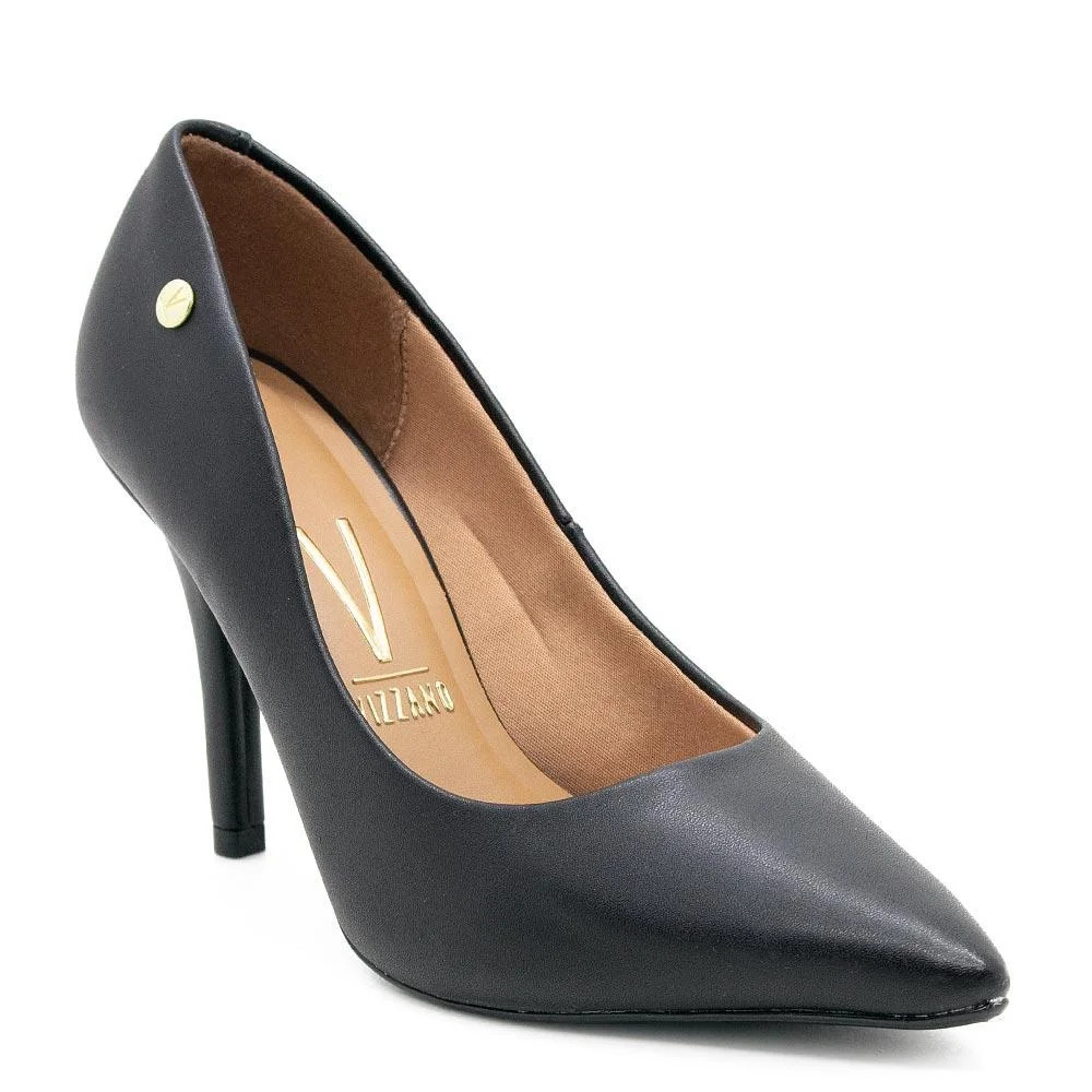 Scarpin Vizzano Pelica Preto Estilo Moderno Feminino