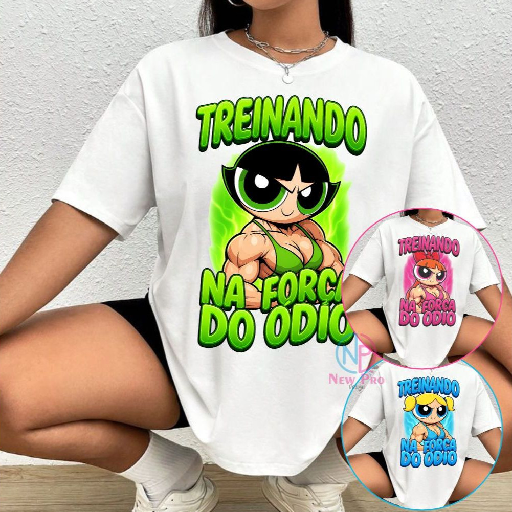 Camiseta Feminina Treino Super Poderosa Academia Lançamento Camisa 100% em Algodão Envio Muito Rápido Spyke Shop