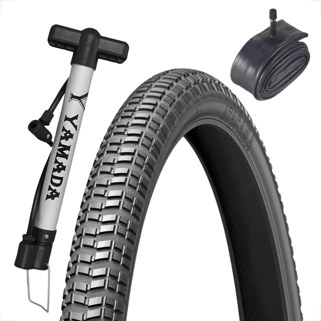 Pneu Levorin Atacama Aro 26 x 1.95 + Camara Shiver bico grosso + Bombinha Bicicleta Bike Mtb Dh