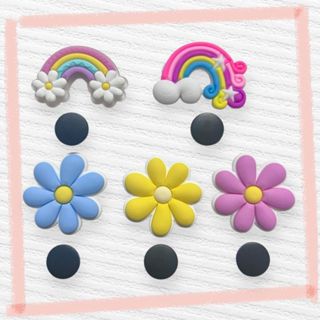 Pin Jibbitz Adaptador Acessórios Para Decoração de Sapatos Flor Arco Iris 5 Peças em Oferta na Shopee