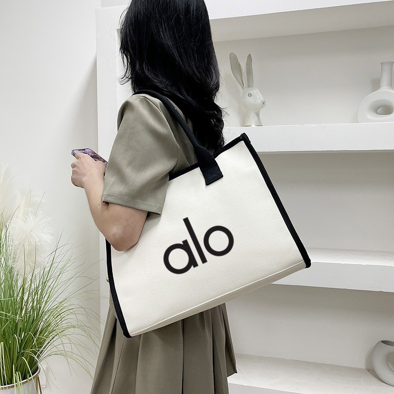Bolsa Tote De Lona Impressa Com Letras a10 Para Mulheres , Grande Capacidade , Versátil , De Mão De Ombro