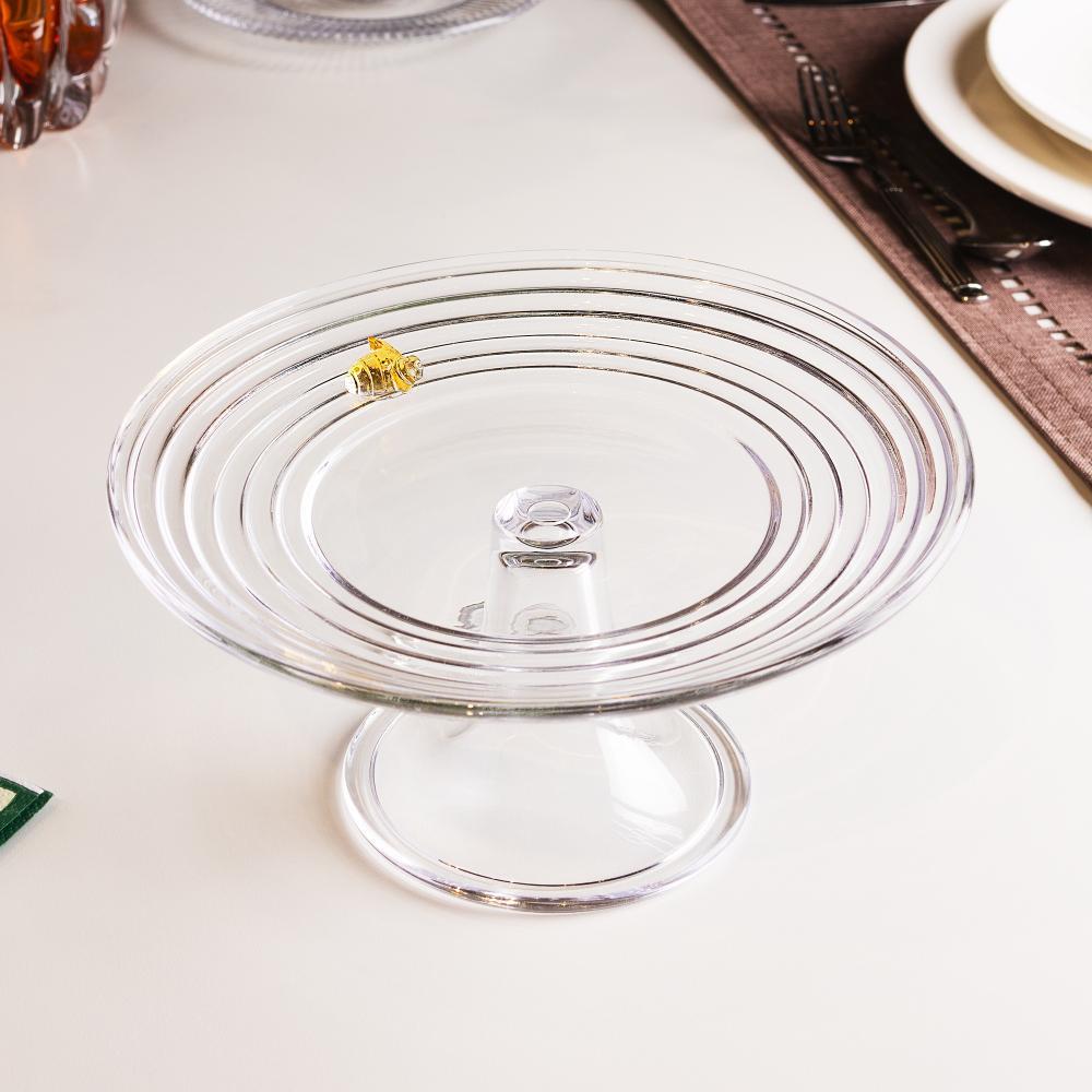 Prato para Bolo 19cm Little Bee Cristal Lyor com Pé para Bolos Tortas Doces Sobremesas Mesa Posta Decoração Elegante Lar