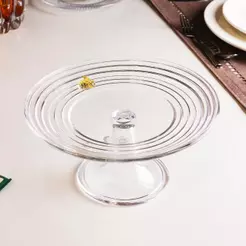 Prato para Bolo 19cm Little Bee Cristal Lyor com Pé para Bolos Tortas Doces Sobremesas Mesa Posta Decoração Elegante Lar