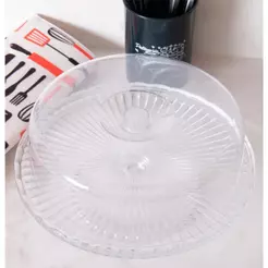 Cúpula para Bolo 25,5cm Acrílico Lyor Transparente para Bolos Doces Sobremesas Proteção Mesa Posta Servir Elegante Casa