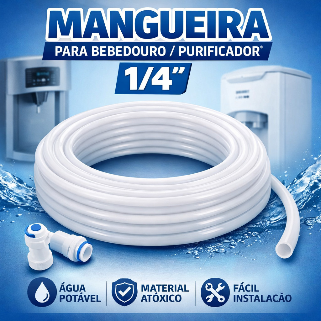 5 Metros Mangueira Atóxica Branca 1/4” PEBD – Purificador, Bebedouro, Filtro de Água em Oferta na Shopee