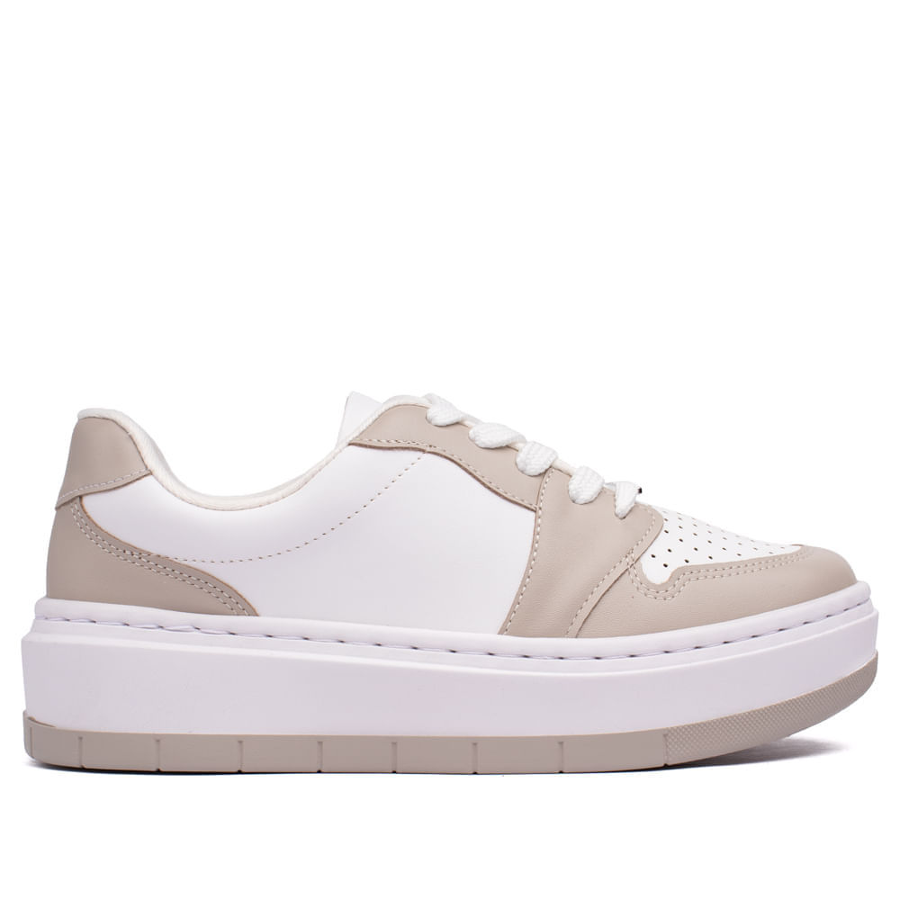 Tênis Feminino Vizzano Flatform Recortes Branco/Cinza