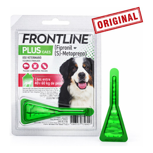 Frontline Plus Pipeta Antipulgas Carrapatos Cães 40 A 60kg Vermelho
