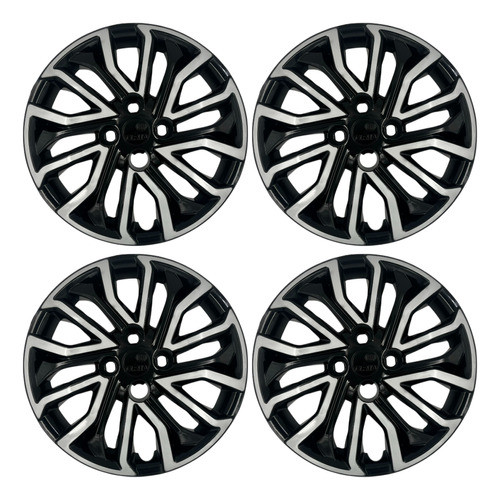 Jogo Calota Grid Fiat Argo Cronos 2019 2020 2021 2022 2023 Roda Aro 15 Preto Prata