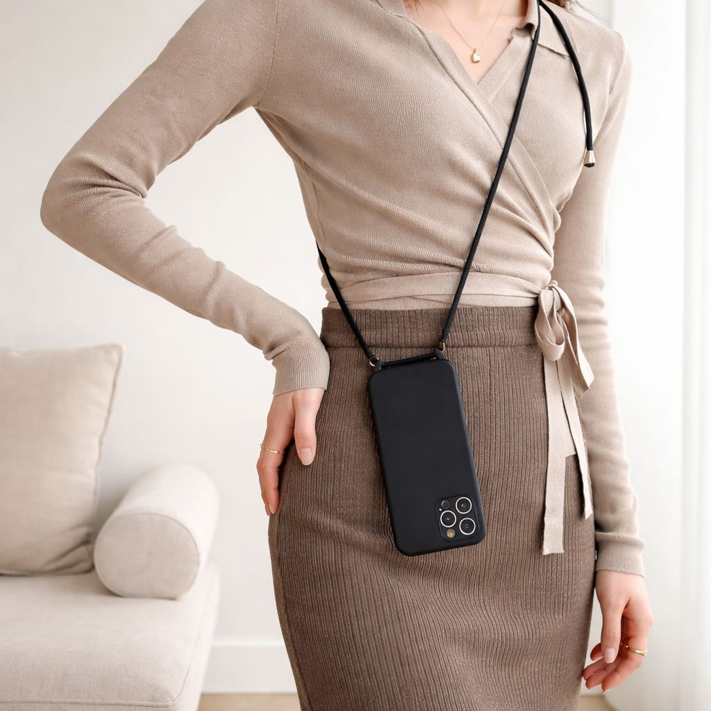 Capa com Cordão Ajustável TPU Macia Antichoque para iPhone 17 17 Air 16 16E 15 14 13 12 11 Pro Max – Modelo Novo em Oferta na Shopee