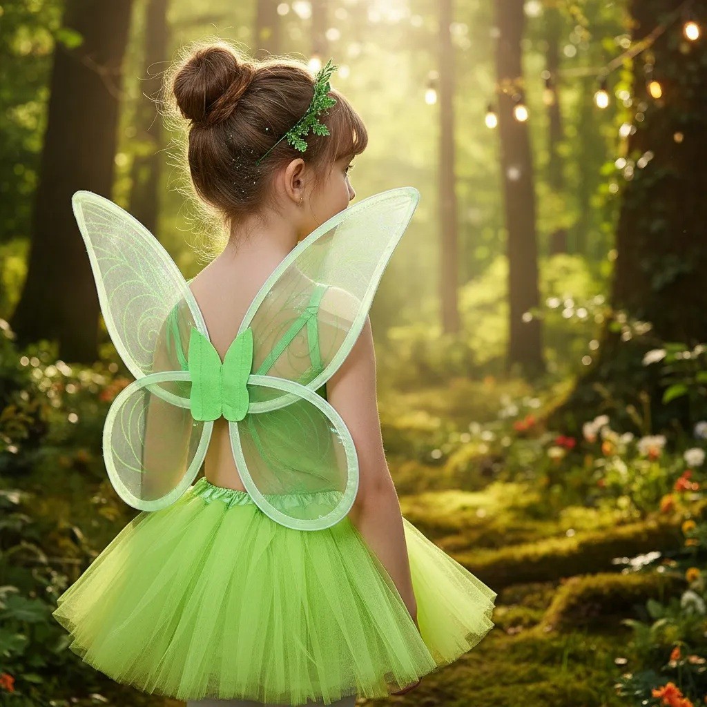Fantasia Infantil Fada Sininho Tinker Bell Asa E Saia Tule