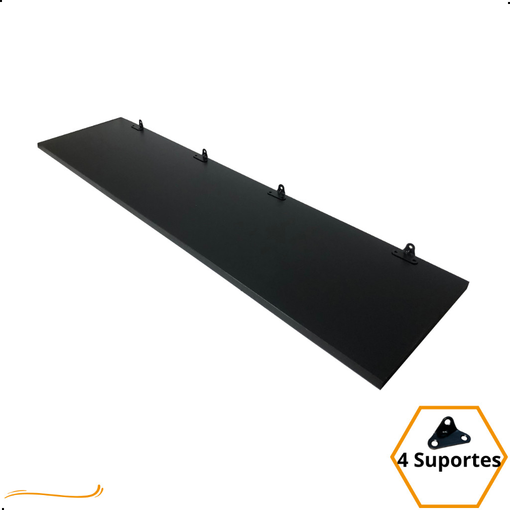 1 Prateleira Preta 100X25 Com Suporte Flutuante Mdf  Organizadora Decoração Cozinha Quarto Banheiro em Oferta na Shopee