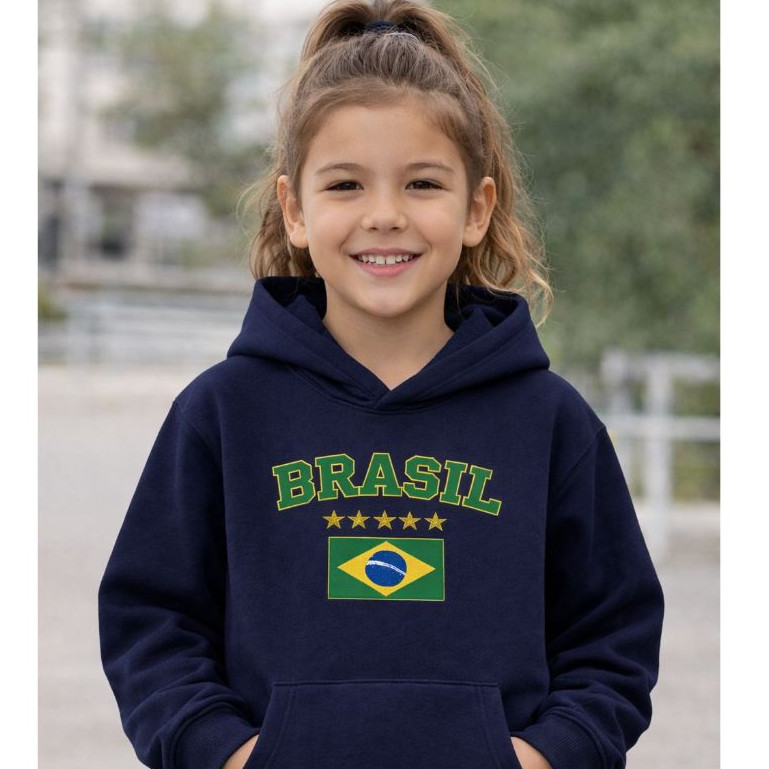 Moletom Infantil Brasil Copa do Mundo 2026 Menino Menina Flanelado Algodão — imagem 2 de 2
