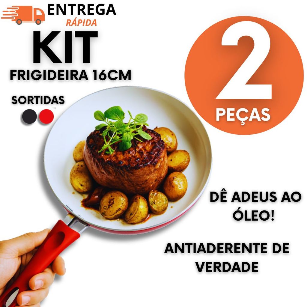 Frigideira Cerâmica Antiaderente 16CM Resistente Não Gruda Com Cabo Silicone Forte E Premium Utilidades