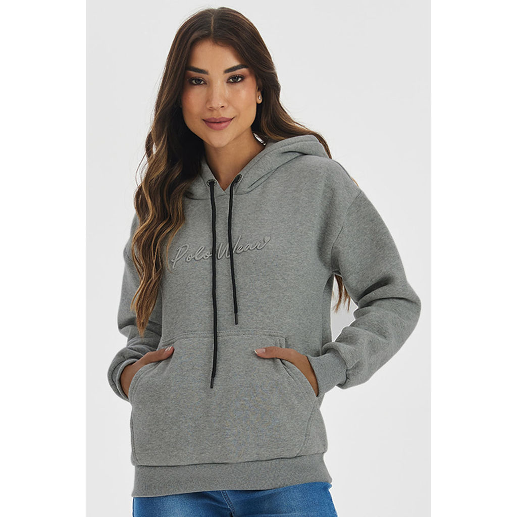 Blusa Feminina Moletom Logo Bordado Polo Wear Mescla Escuro em Oferta na Shopee