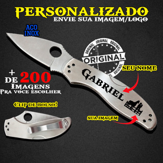 Canivete De bolso Personalizado Com Clip Presilha Bolso Inox Pica Pau Moderno Premium Agro Envio Ja em Oferta na Shopee
