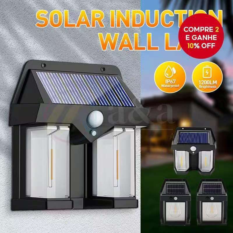 Kit 4/3/2/1 PCS Luminária Arandela Dupla Vintage Placa Solar Lâmpada Externa Moderna Decoração Com Sensor