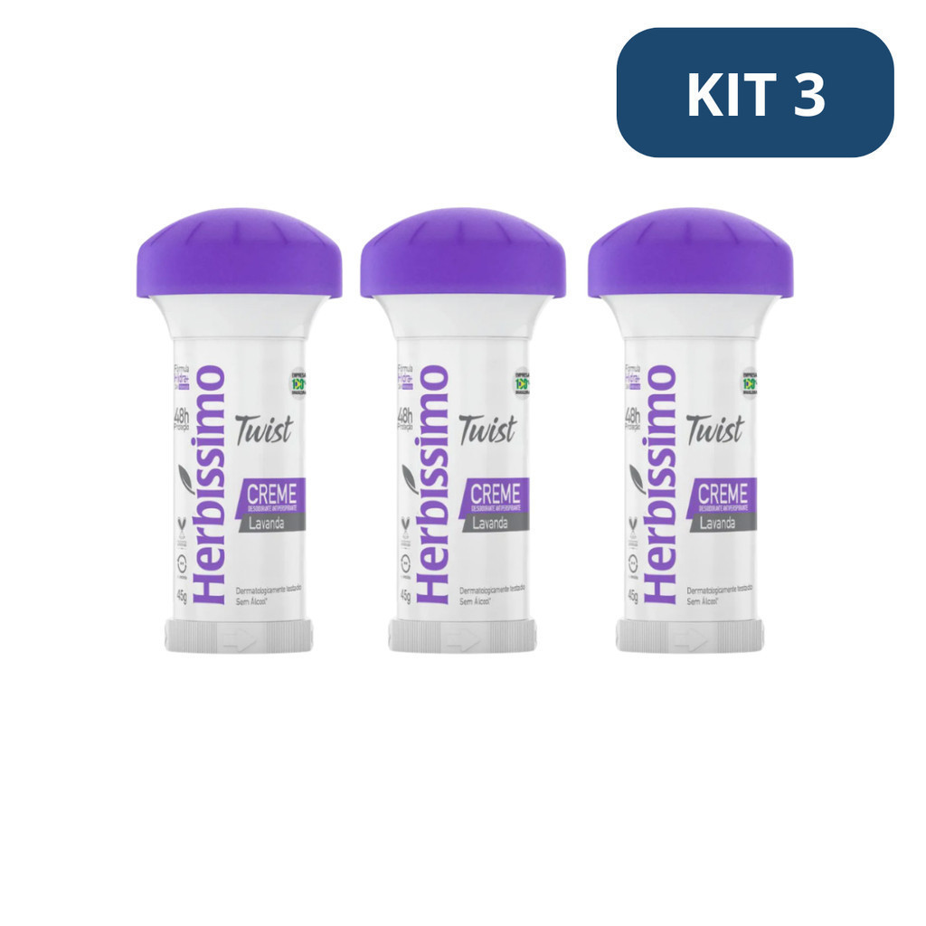 Kit 3 Desodorante Herbissimo Twist Lavanda 45G em Oferta na Shopee