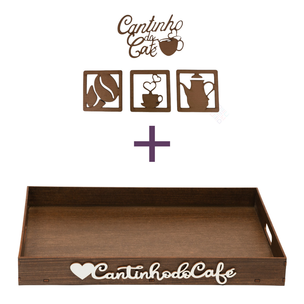 Conjunto Cantinho Do Café Em MDF Com Bandeja E Apliques De Parede Decorativo Para Cozinha Organizada em Oferta na Shopee