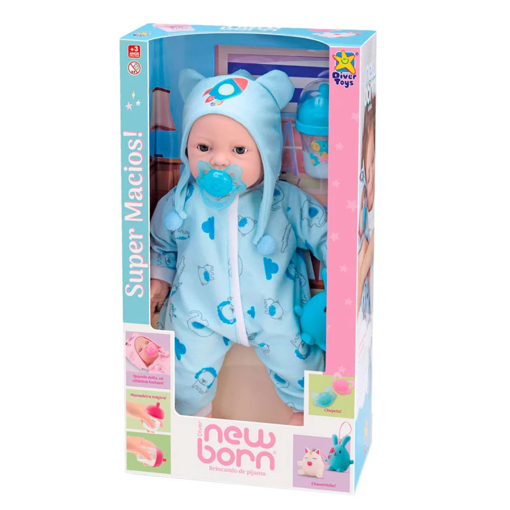 Boneco New Born Divertoys Brincando de Pijama Menino em Oferta na Shopee