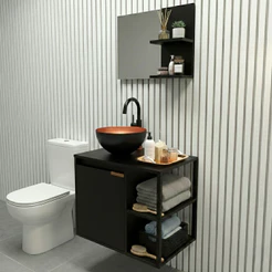 Conjunto Completo para Banheiro com Gabinete Armário Industrial + Espelheira e Cuba