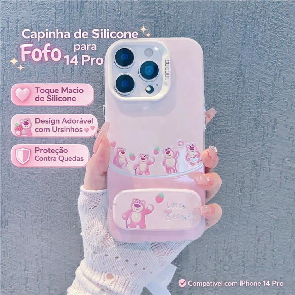 Capinha capa ursinho rosa Para SAMSUNG Galaxy A55 A54 A35 A34 A25 A15 S24 S23 S25 pulseira rosa Capa TPU 