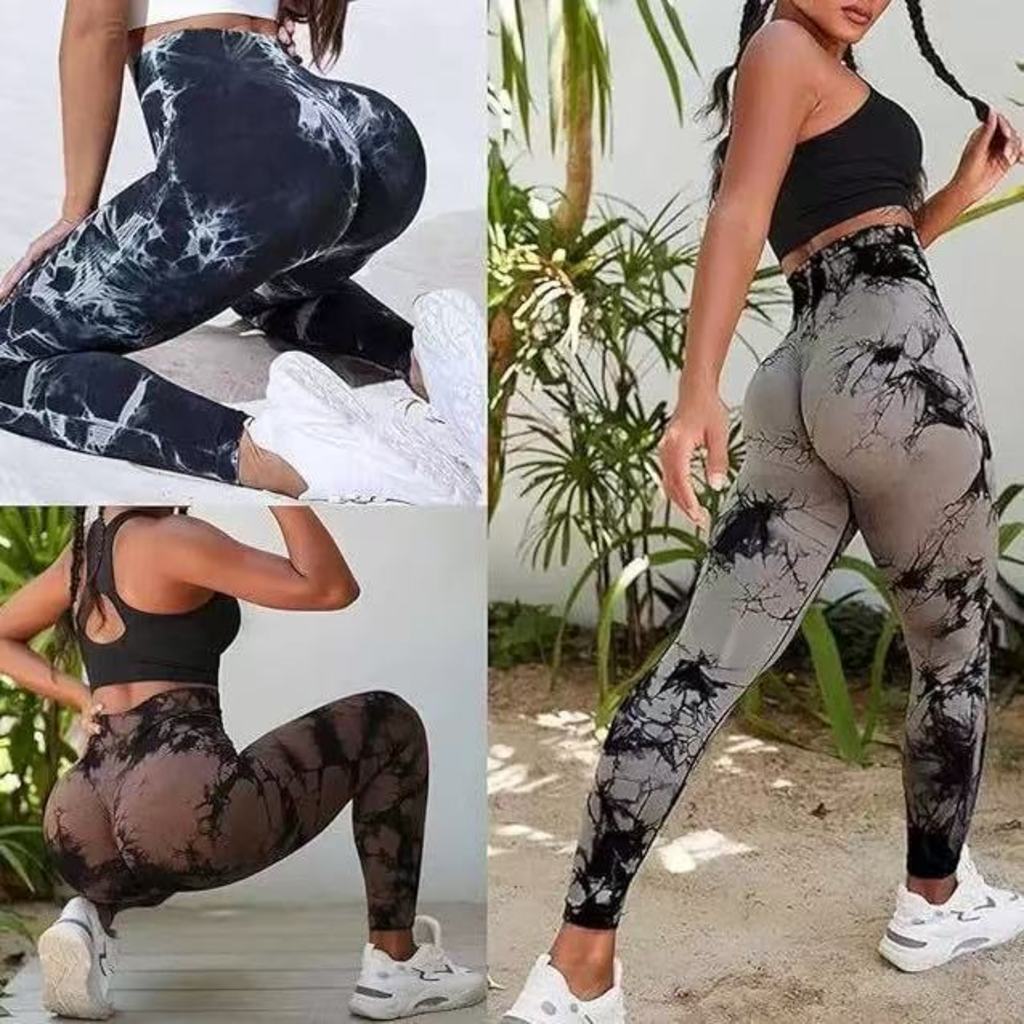 Calça Legging Esportiva Yoga Tie Dye, Legging sem costura, Empina bumbum, Academia Cintura alta.modelo-3 em Oferta na Shopee