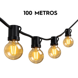 Varal Completo 100 Soquetes E-27 100 Metros de Cordão De Luz Externo S/lâmpadas em Oferta na Shopee