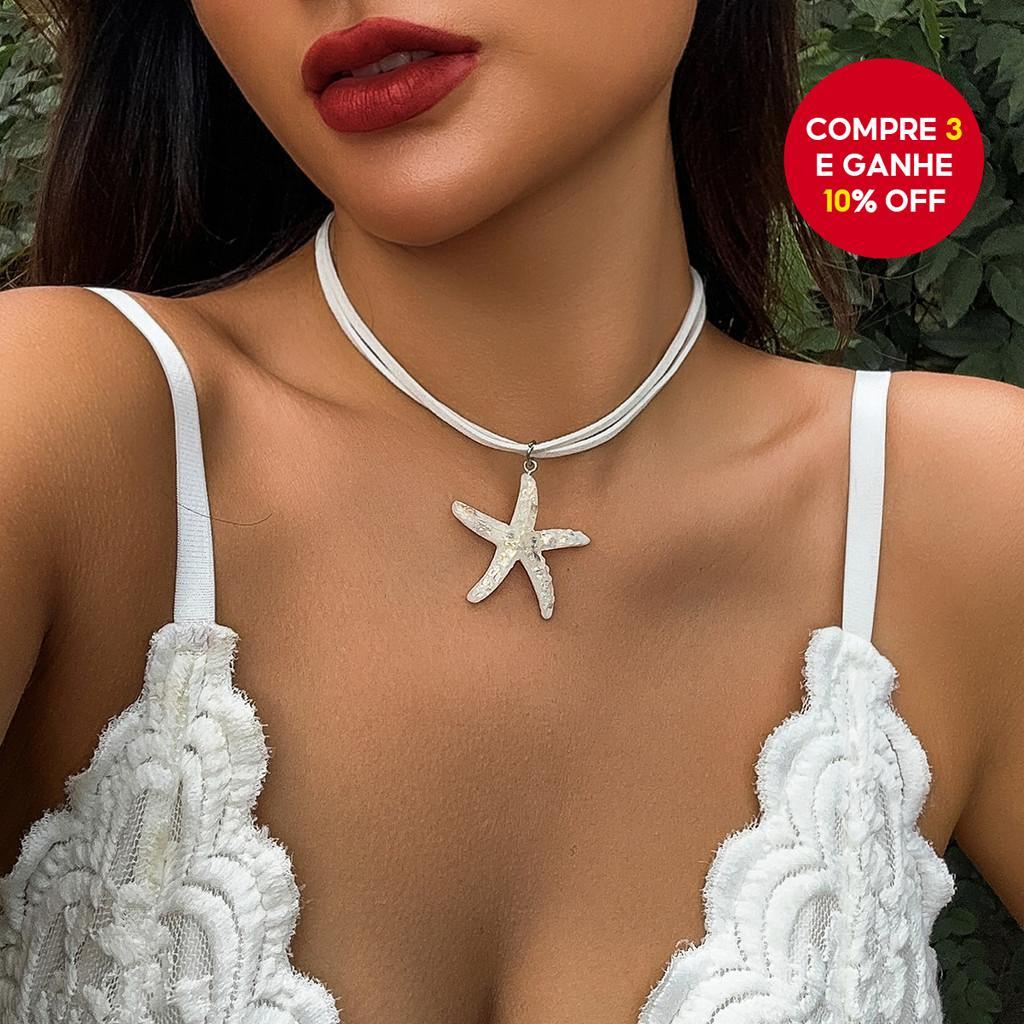 Colar Boêmio De Estrela Do Mar Feminino Praia Em Camadas Clavícula Joias Presente De Verão
