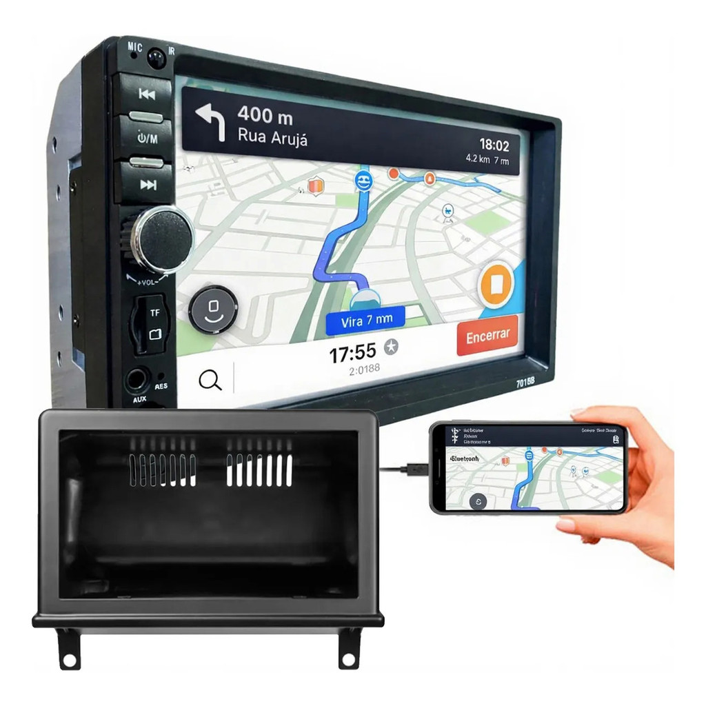 KIT CENTRAL MULTIMIDIA MP5 7 POL COM MOLDURA CORSA G1 HATCH SEDAN 1993 A 2016 em Oferta na Shopee